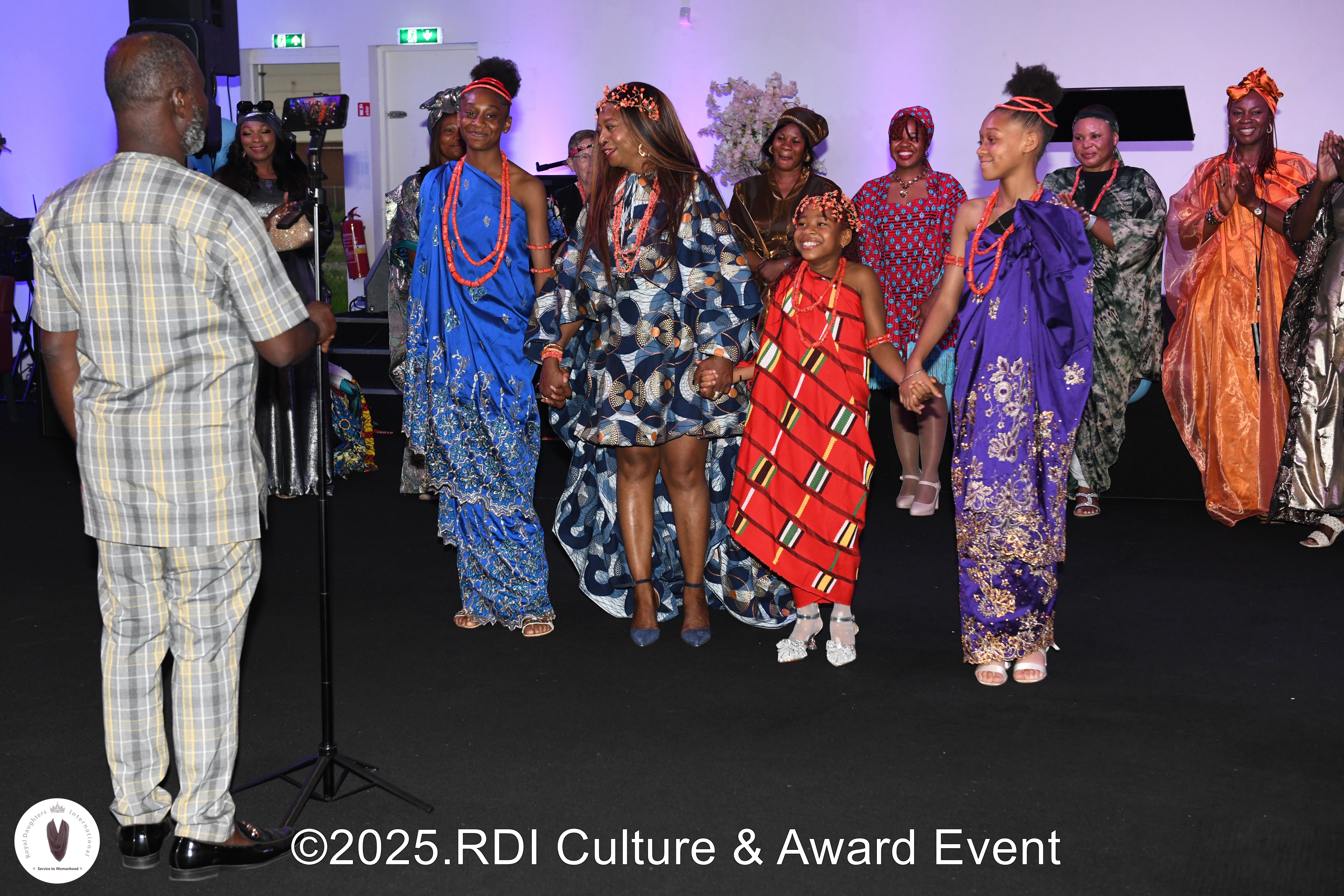 Line-up of fashion show models on show